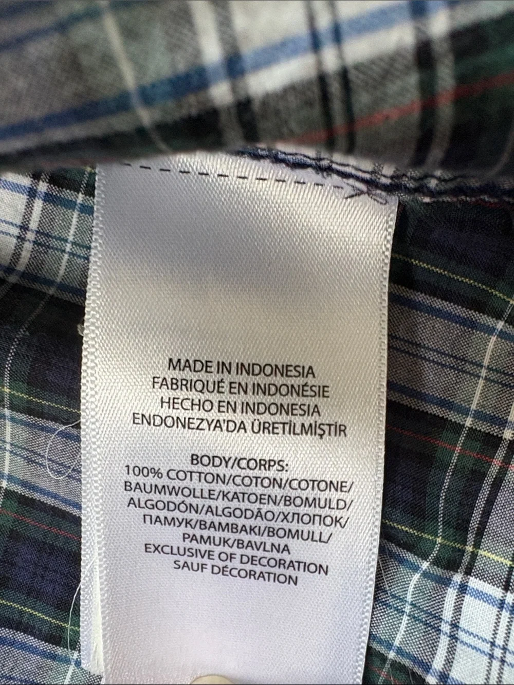 Ralph Lauren Green, Navy & White Plaid Button-Down Shirt